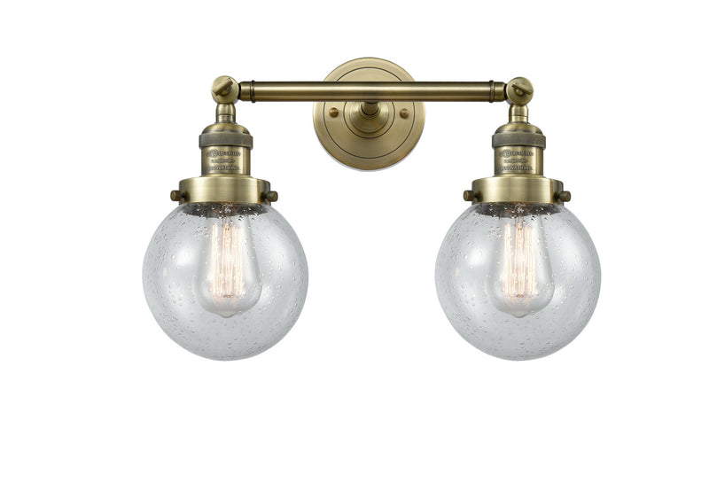 Innovations 208-AB-G204-6 Two Light Bath Vanity, Antique Brass
