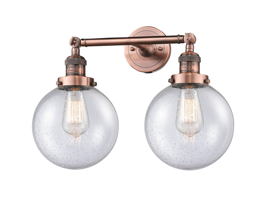 Innovations 208-AC-G204-8 Two Light Bath Vanity, Antique Copper