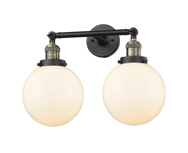 Innovations 208-BAB-G201-8 Two Light Bath Vanity, Black Antique Brass