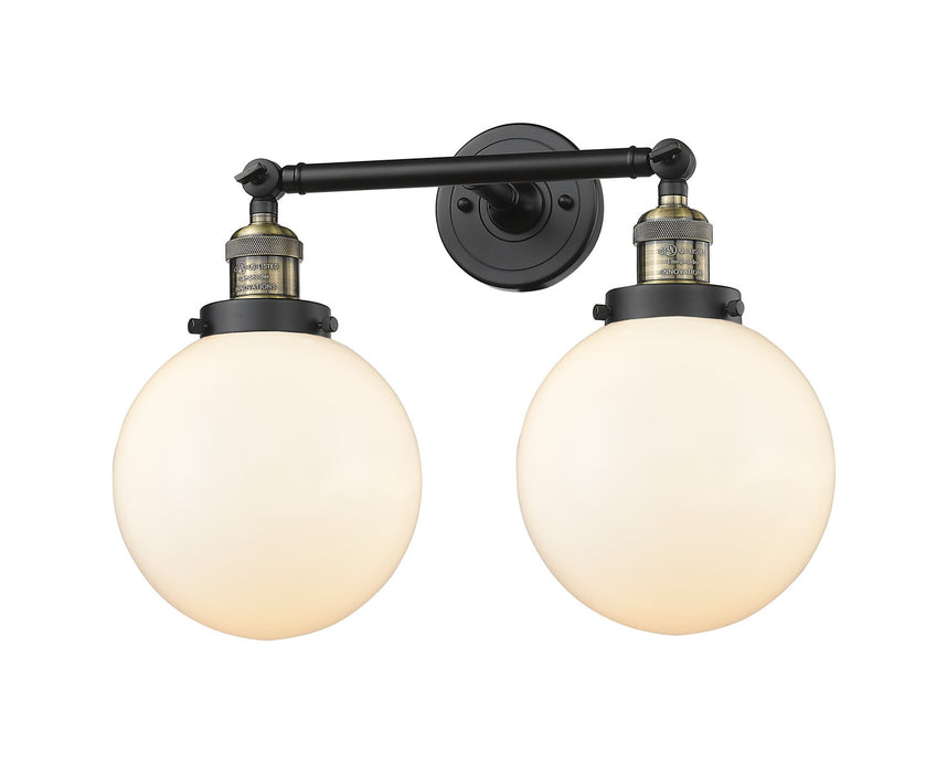 Innovations 208-BAB-G201-8 Two Light Bath Vanity, Black Antique Brass