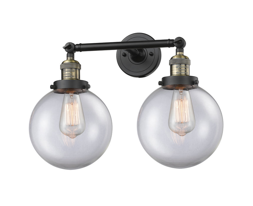 Innovations 208-BAB-G202-8 Two Light Bath Vanity, Black Antique Brass