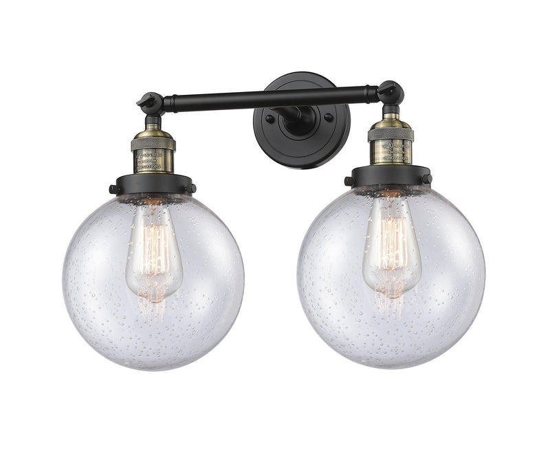 Innovations 208-BAB-G204-8 Two Light Bath Vanity, Black Antique Brass