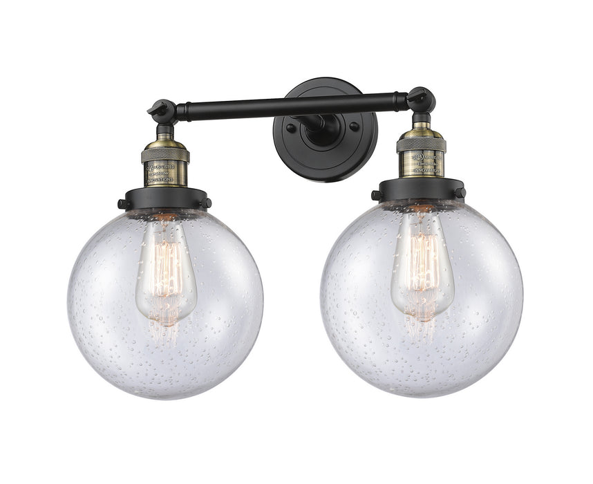 Innovations 208-BAB-G204-8 Two Light Bath Vanity, Black Antique Brass