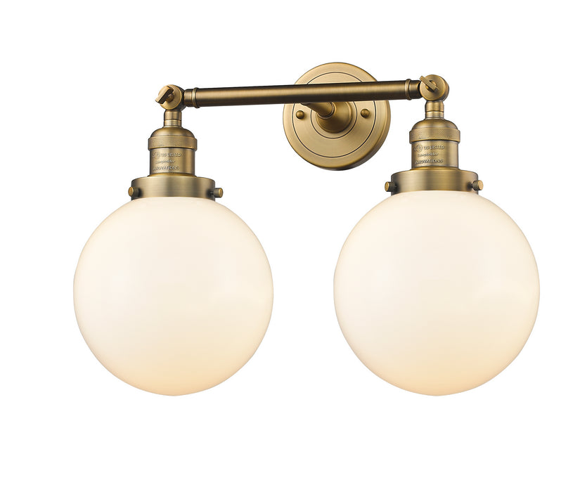 Innovations 208-BB-G201-8 Two Light Bath Vanity, Brushed Brass