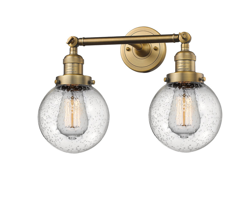Innovations 208-BB-G204-6 Two Light Bath Vanity, Brushed Brass