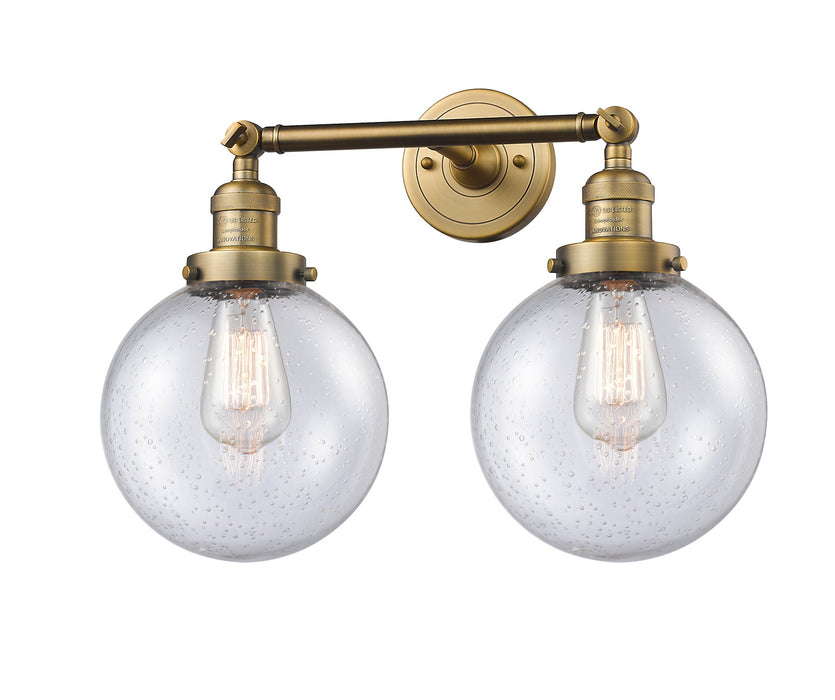 Innovations 208-BB-G204-8 Two Light Bath Vanity, Brushed Brass