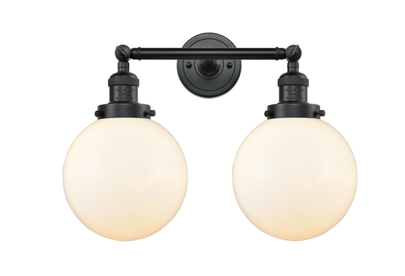 Innovations 208-BK-G201-8 Two Light Bath Vanity, Matte Black