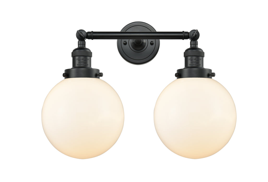 Innovations 208-BK-G201-8 Two Light Bath Vanity, Matte Black