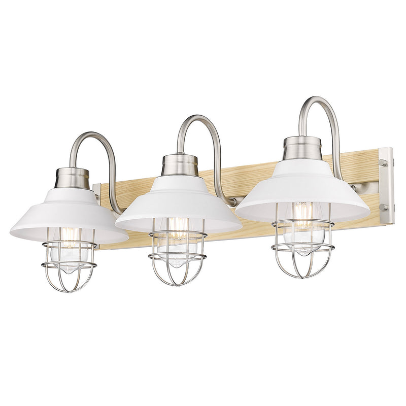 Golden 3321-BA3 PW-WHT Three Light Bath Vanity, Pewter