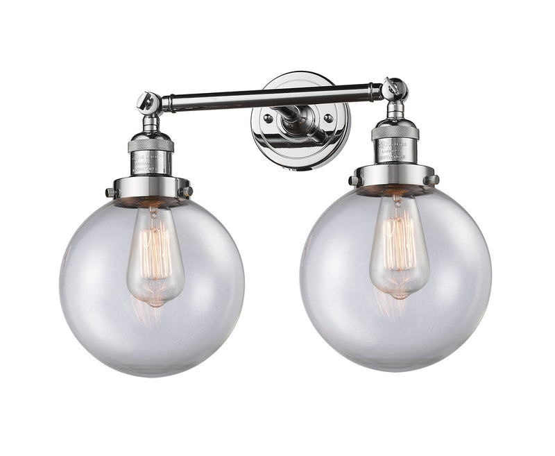 Innovations 208-PC-G202-8 Two Light Bath Vanity, Polished Chrome