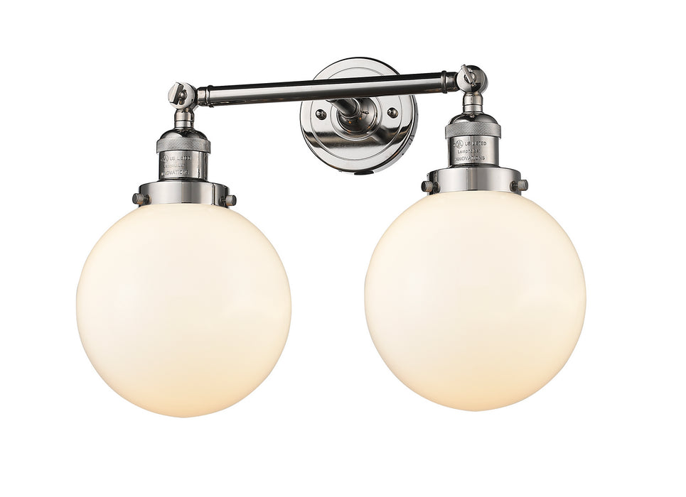 Innovations 208-PN-G201-8 Two Light Bath Vanity, Polished Nickel