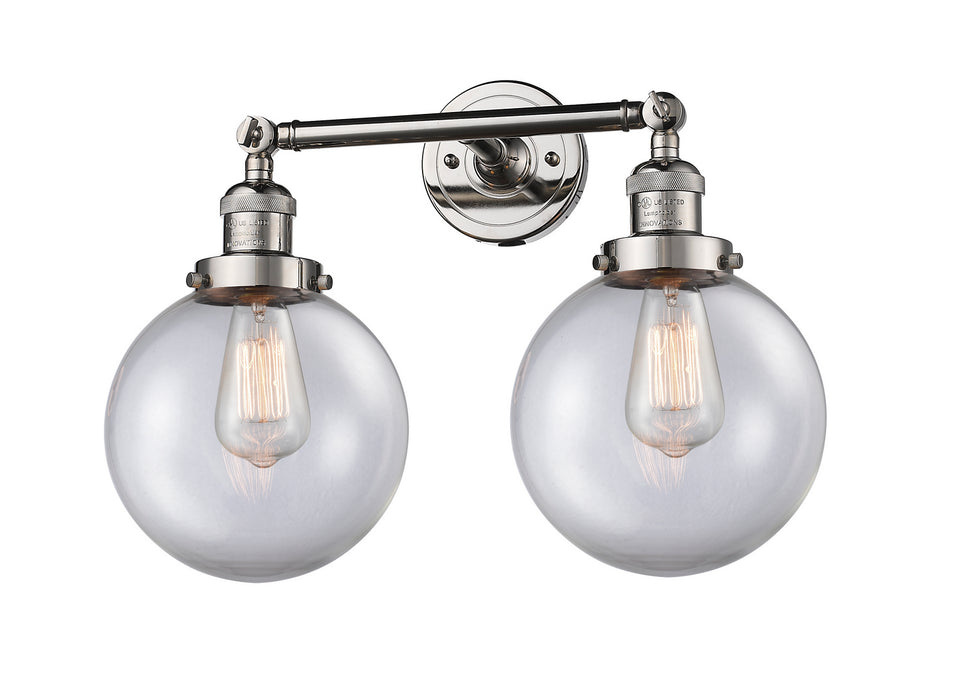 Innovations 208-PN-G202-8 Two Light Bath Vanity, Polished Nickel