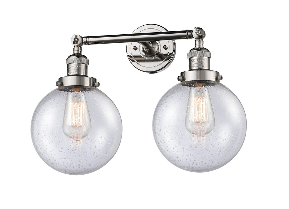 Innovations 208-PN-G204-8 Two Light Bath Vanity, Polished Nickel