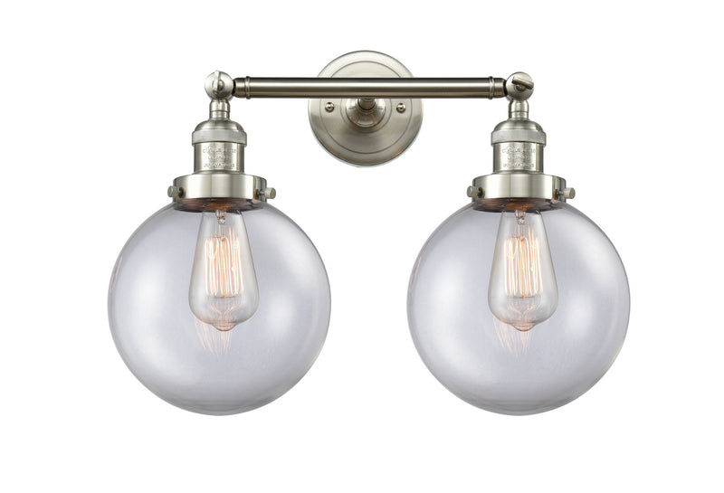 Innovations 208-SN-G202-8 Two Light Bath Vanity, Brushed Satin Nickel