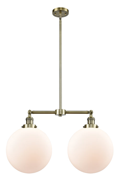 Innovations 209-AB-G201-12 Two Light Island Pendant, Antique Brass