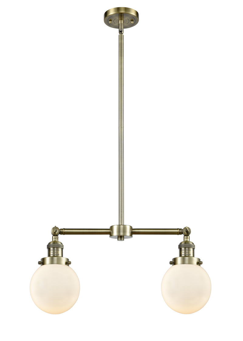 Innovations 209-AB-G201-6-LED LED Island Pendant, Antique Brass