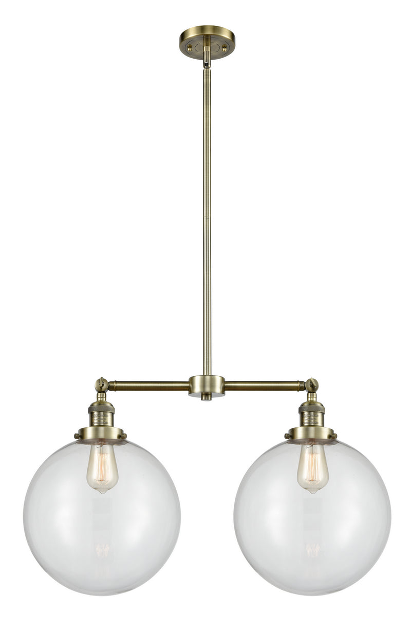 Innovations 209-AB-G202-12 Two Light Island Pendant, Antique Brass