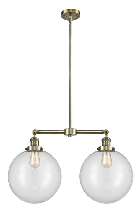 Innovations 209-AB-G202-12 Two Light Island Pendant, Antique Brass