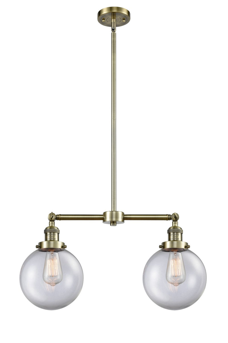 Innovations 209-AB-G202-8-LED LED Island Pendant, Antique Brass