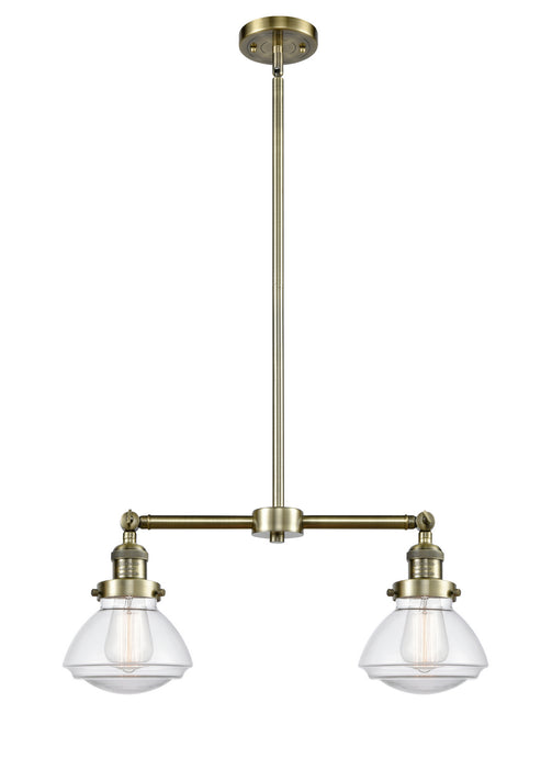 Innovations 209-AB-G322 Two Light Island Pendant, Antique Brass