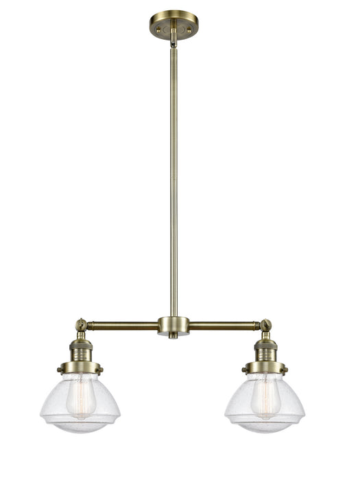 Innovations 209-AB-G324 Two Light Island Pendant, Antique Brass