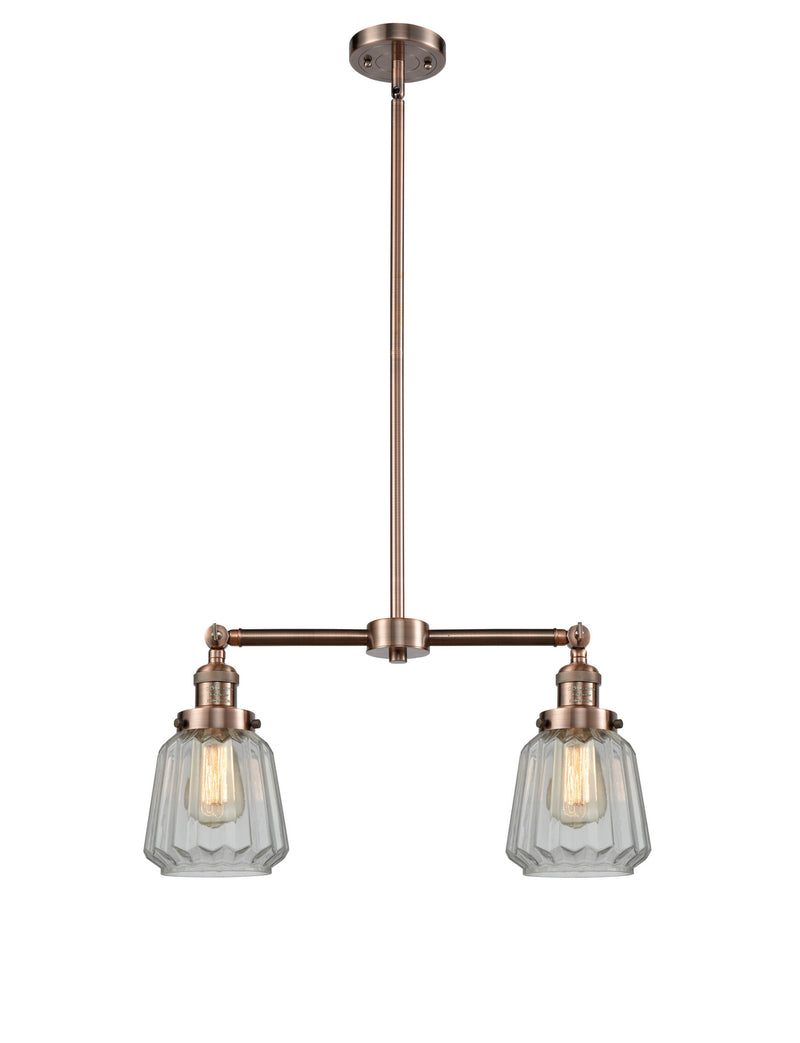 Innovations 209-AC-G142 Two Light Island Pendant, Antique Copper