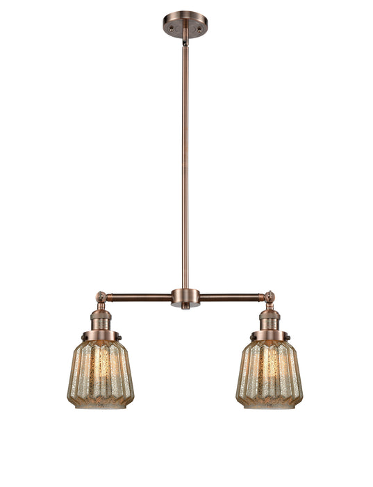 Innovations 209-AC-G146 Two Light Island Pendant, Antique Copper