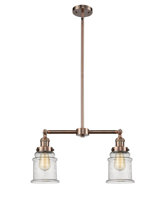 Innovations 209-AC-G184 Two Light Island Pendant, Antique Copper
