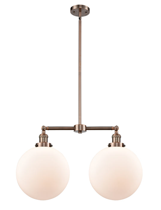 Innovations 209-AC-G201-12 Two Light Island Pendant, Antique Copper