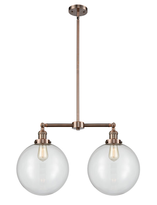 Innovations 209-AC-G202-12 Two Light Island Pendant, Antique Copper