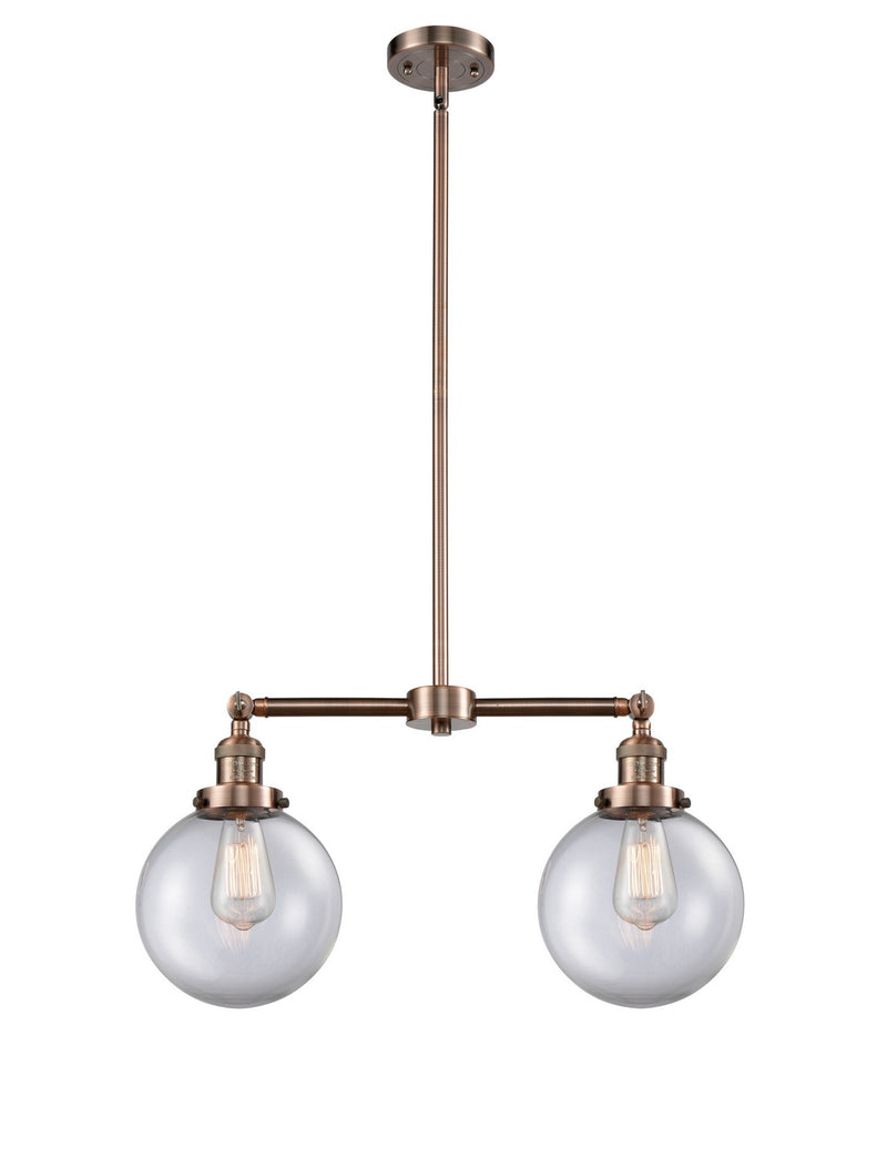 Innovations 209-AC-G202-8-LED LED Island Pendant, Antique Copper
