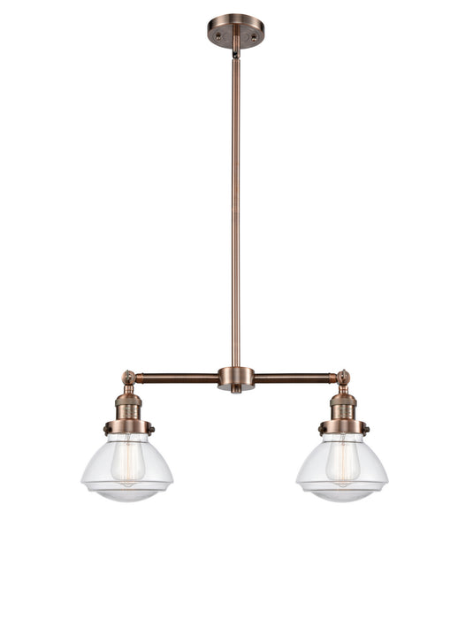 Innovations 209-AC-G322 Two Light Island Pendant, Antique Copper