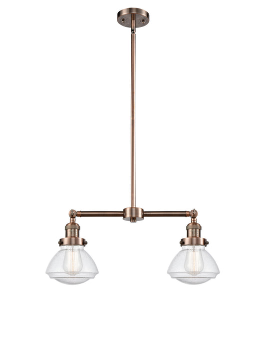 Innovations 209-AC-G324 Two Light Island Pendant, Antique Copper