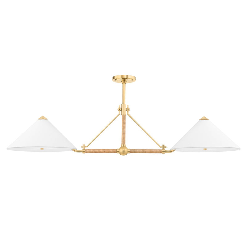 Hudson Valley 1057-AGB Four Light Island Pendant, Aged Brass