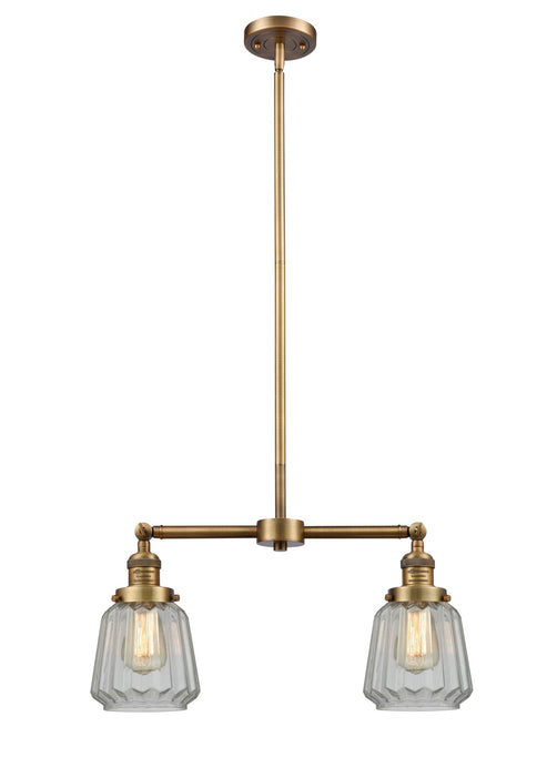Innovations 209-BB-G142 Two Light Island Pendant, Brushed Brass