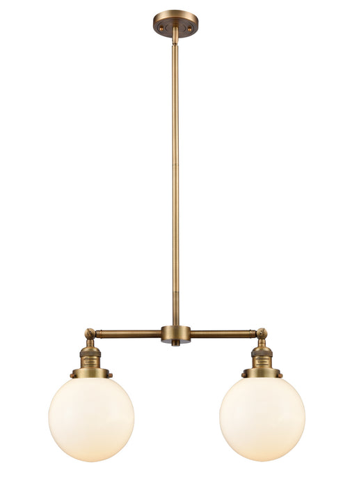 Innovations 209-BB-G201-8 Two Light Island Pendant, Brushed Brass