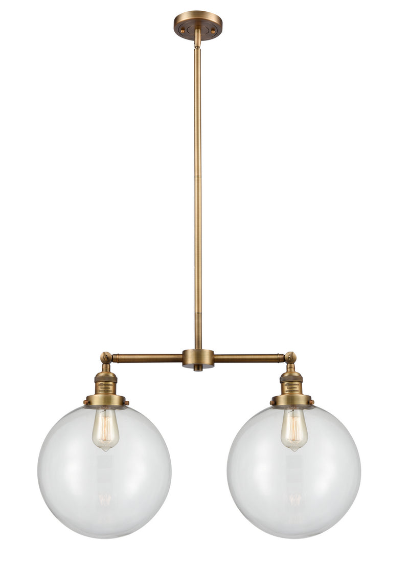 Innovations 209-BB-G202-12 Two Light Island Pendant, Brushed Brass