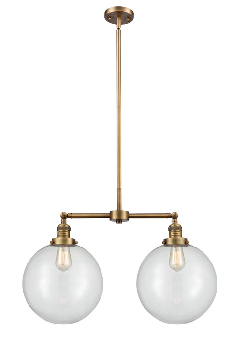 Innovations 209-BB-G202-12 Two Light Island Pendant, Brushed Brass