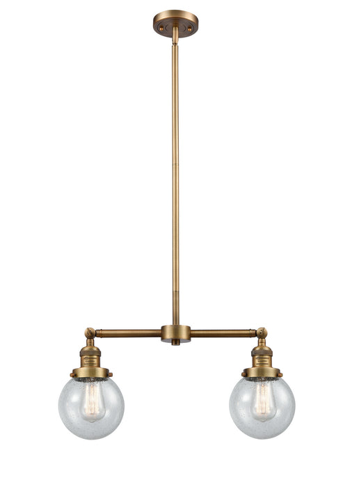 Innovations 209-BB-G204-6 Two Light Island Pendant, Brushed Brass