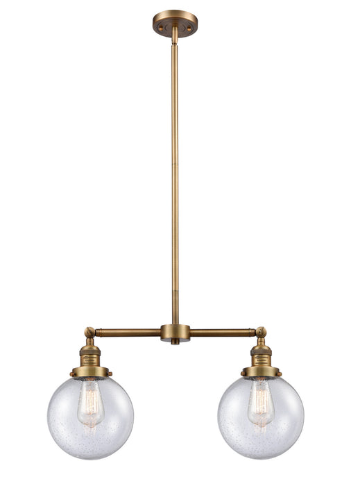 Innovations 209-BB-G204-8 Two Light Island Pendant, Brushed Brass