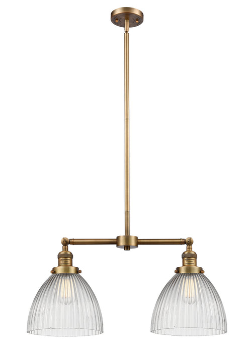 Innovations 209-BB-G222 Two Light Island Pendant, Brushed Brass