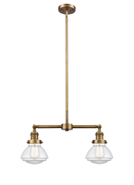 Innovations 209-BB-G322 Two Light Island Pendant, Brushed Brass