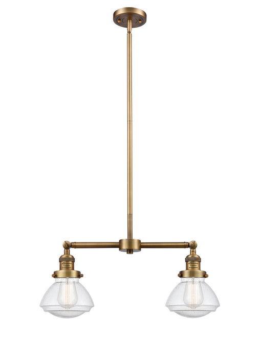 Innovations 209-BB-G324 Two Light Island Pendant, Brushed Brass