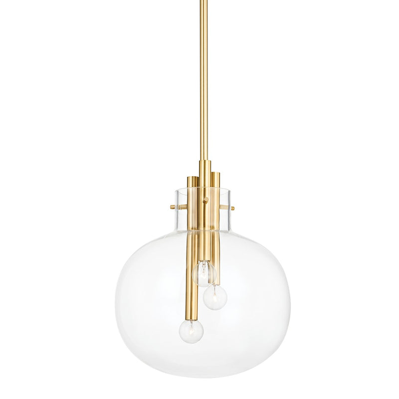 Hudson Valley 3914-AGB Three Light Pendant, Aged Brass