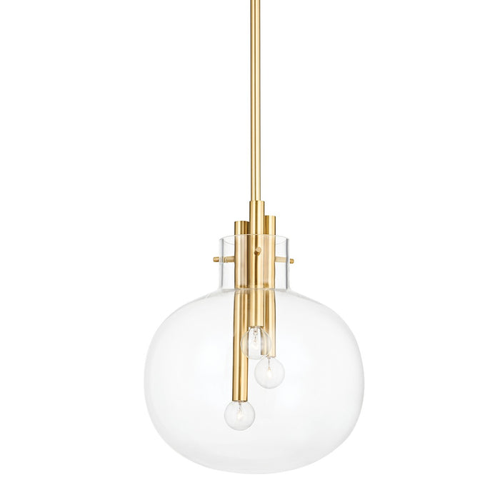 Hudson Valley 3914-AGB Three Light Pendant, Aged Brass