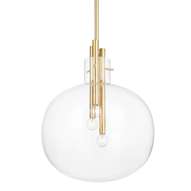 Hudson Valley 3918-AGB Three Light Pendant, Aged Brass