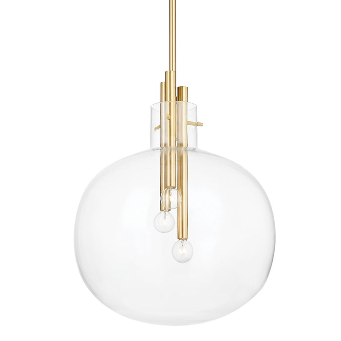Hudson Valley 3918-AGB Three Light Pendant, Aged Brass