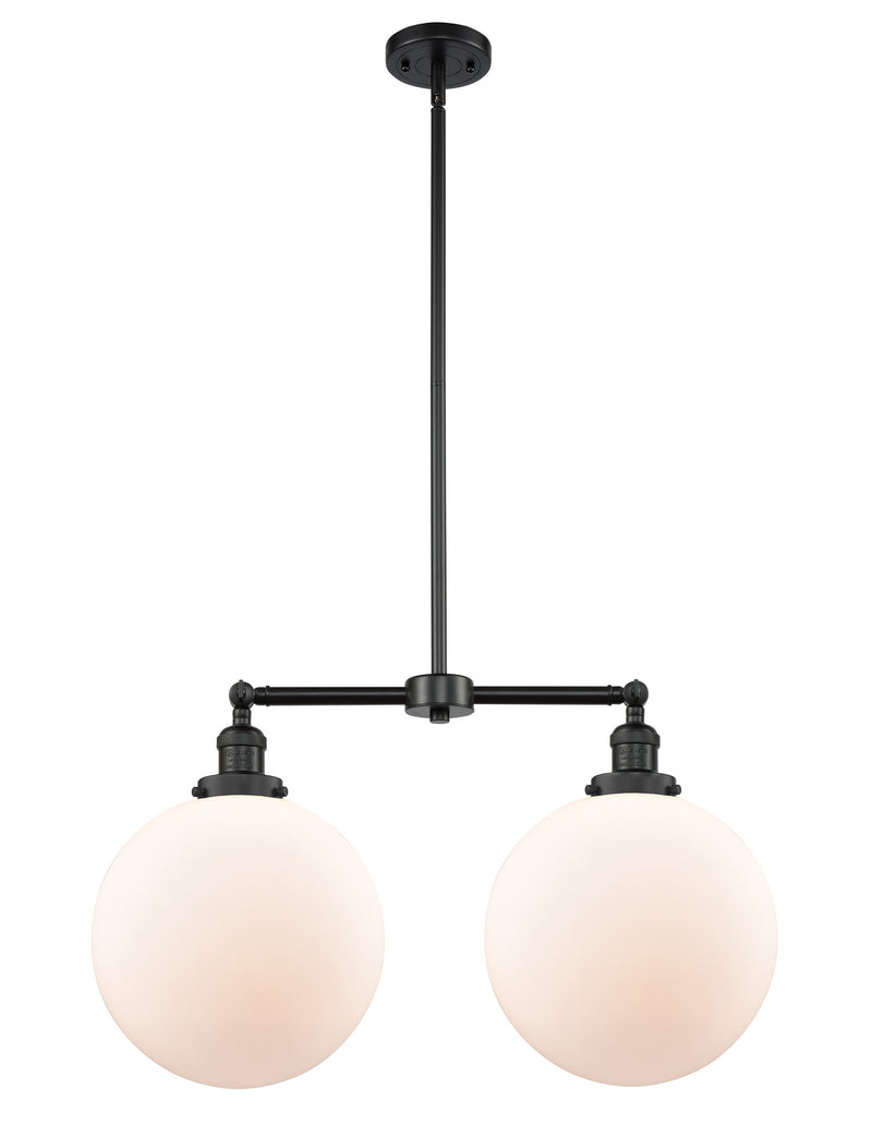 Innovations 209-BK-G201-12 Two Light Island Pendant, Matte Black