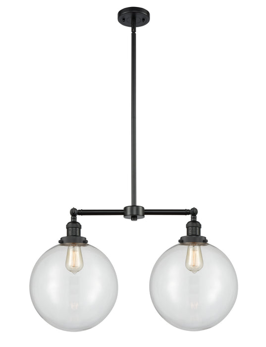 Innovations 209-BK-G202-12 Two Light Island Pendant, Matte Black