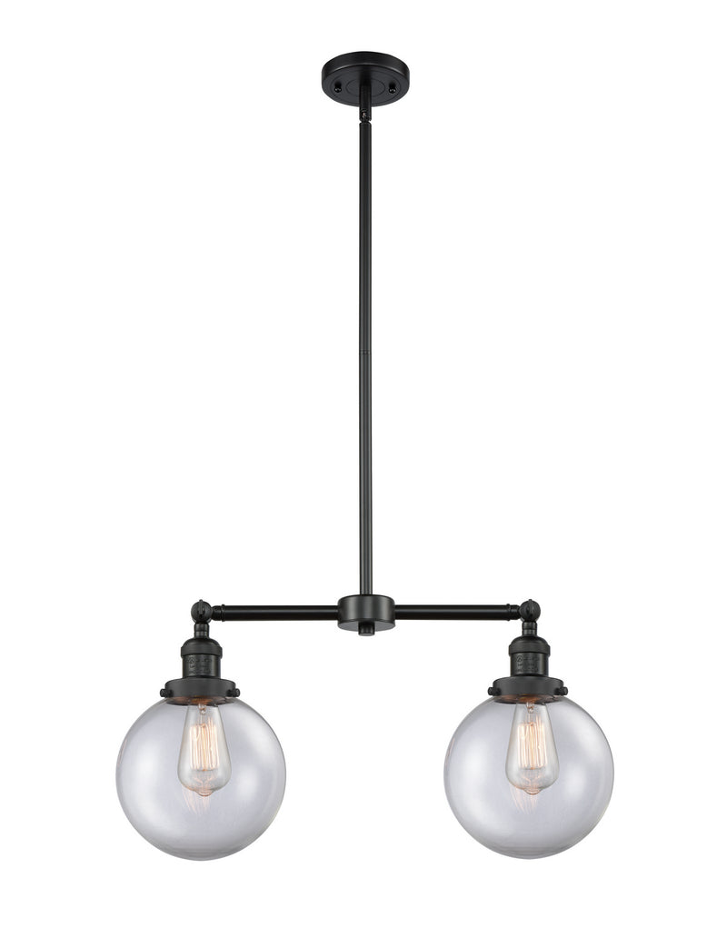 Innovations 209-BK-G202-8 Two Light Island Pendant, Matte Black